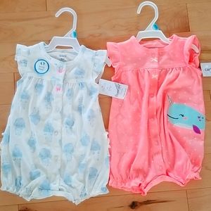 Pair of Carter's Summer Rompers Nwt